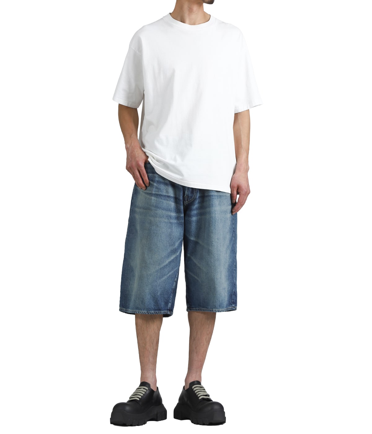 RECYCLED SUVIN COTTON YARN 11.5oz DENIM 5POCKET WIDE SHORTS