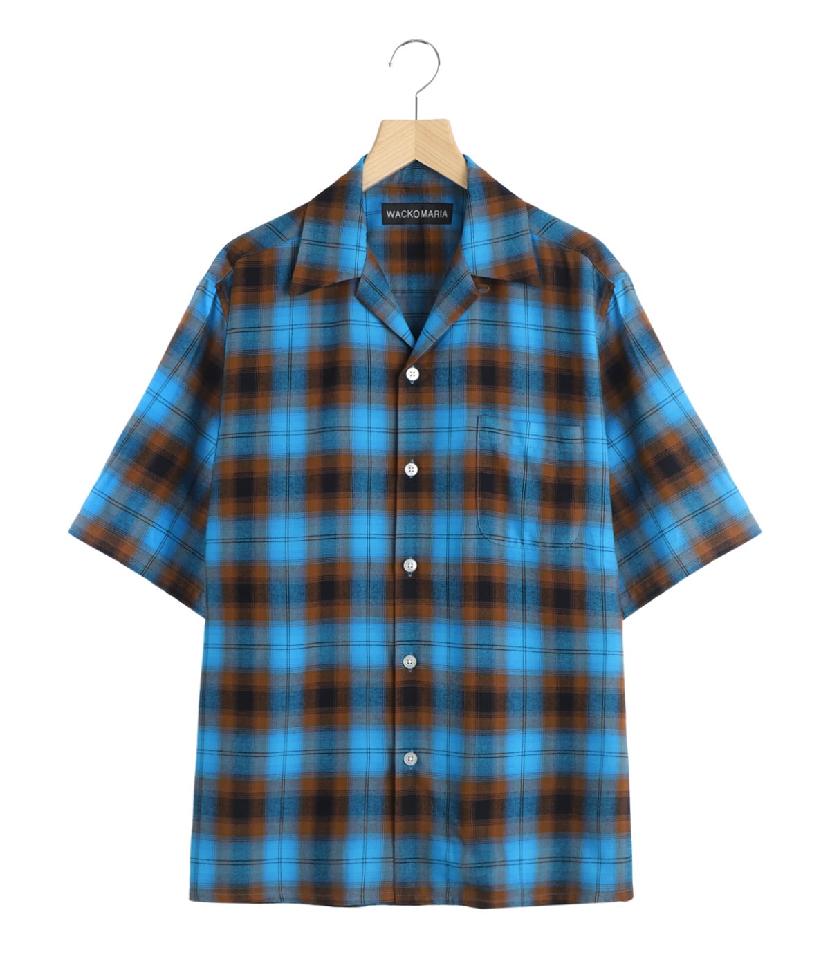 OMBRE CHECK OPEN COLLAR SHIRT S/S ( TYPE-2 ) | WACKO MARIA