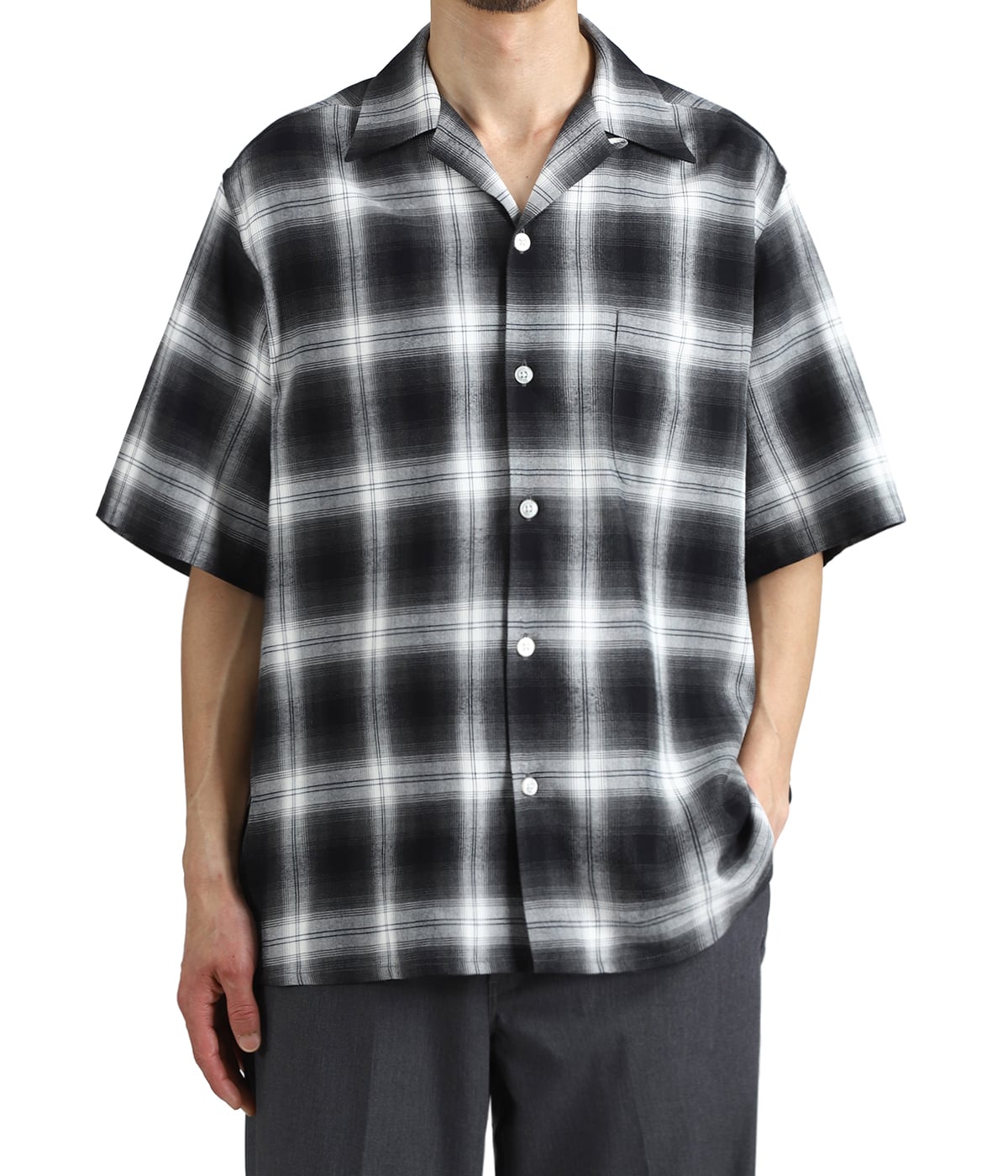 OMBRE CHECK OPEN COLLAR SHIRT S/S ( TYPE-2 ) | WACKO MARIA