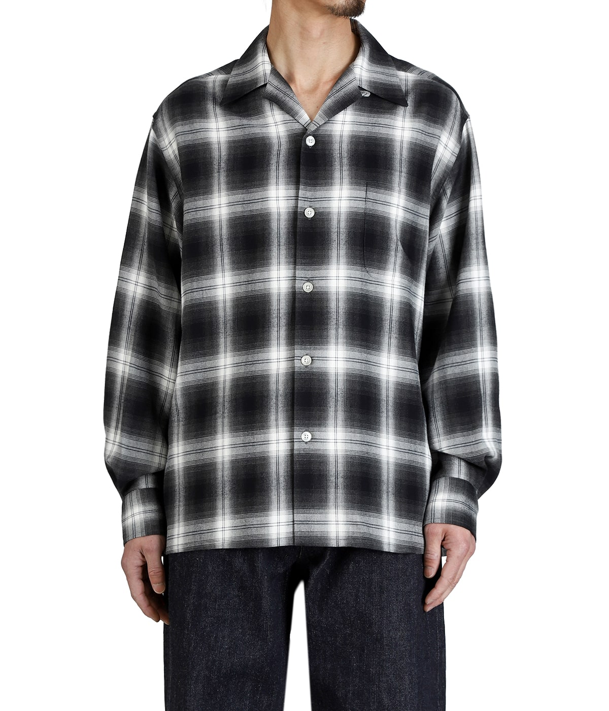 OMBRE CHECK OPEN COLLAR SHIRT L/S ( TYPE-1 ) | WACKO MARIA