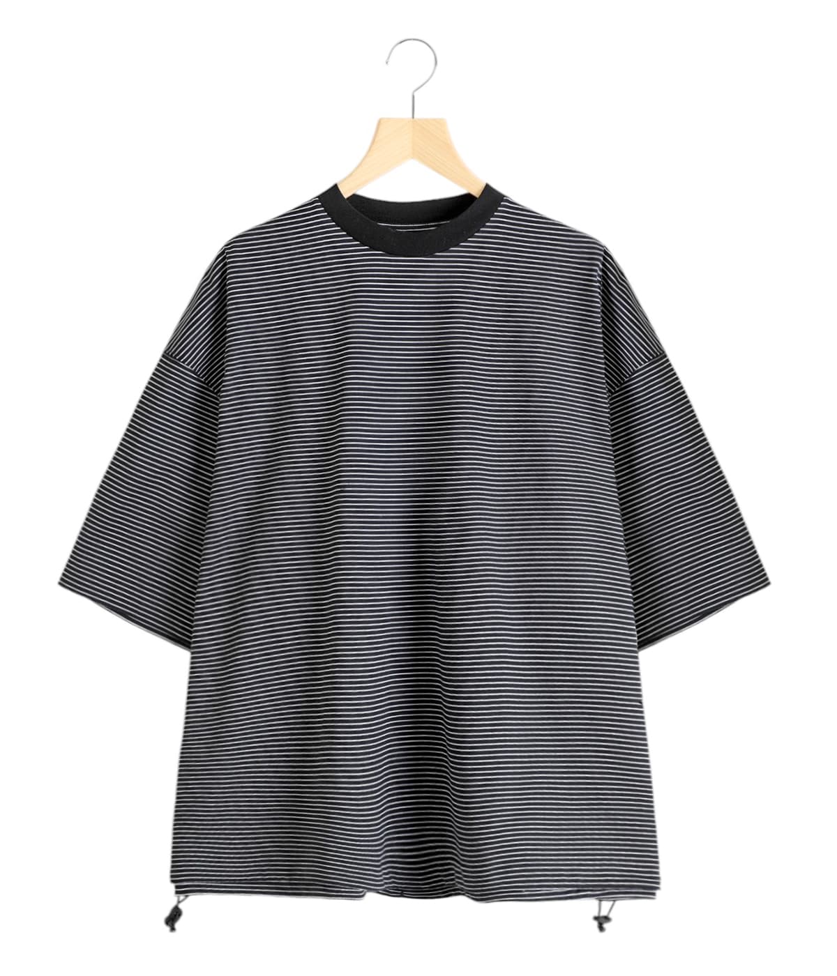 イズネス　バルーンT ブラック　ホワイトボーダー BALLOON BORDER SHORT SLEEVE T-SHIRT | is-ness(イズネス