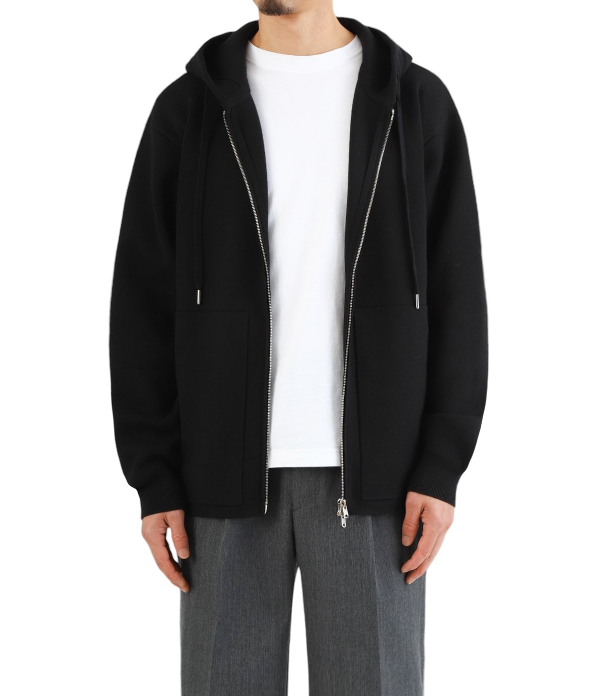 キャバン CABaN ライダース ニットジャケット ショート カシミヤ混 黒 キャバン CABaN ライダース ニットジャケット ショート カシミヤ