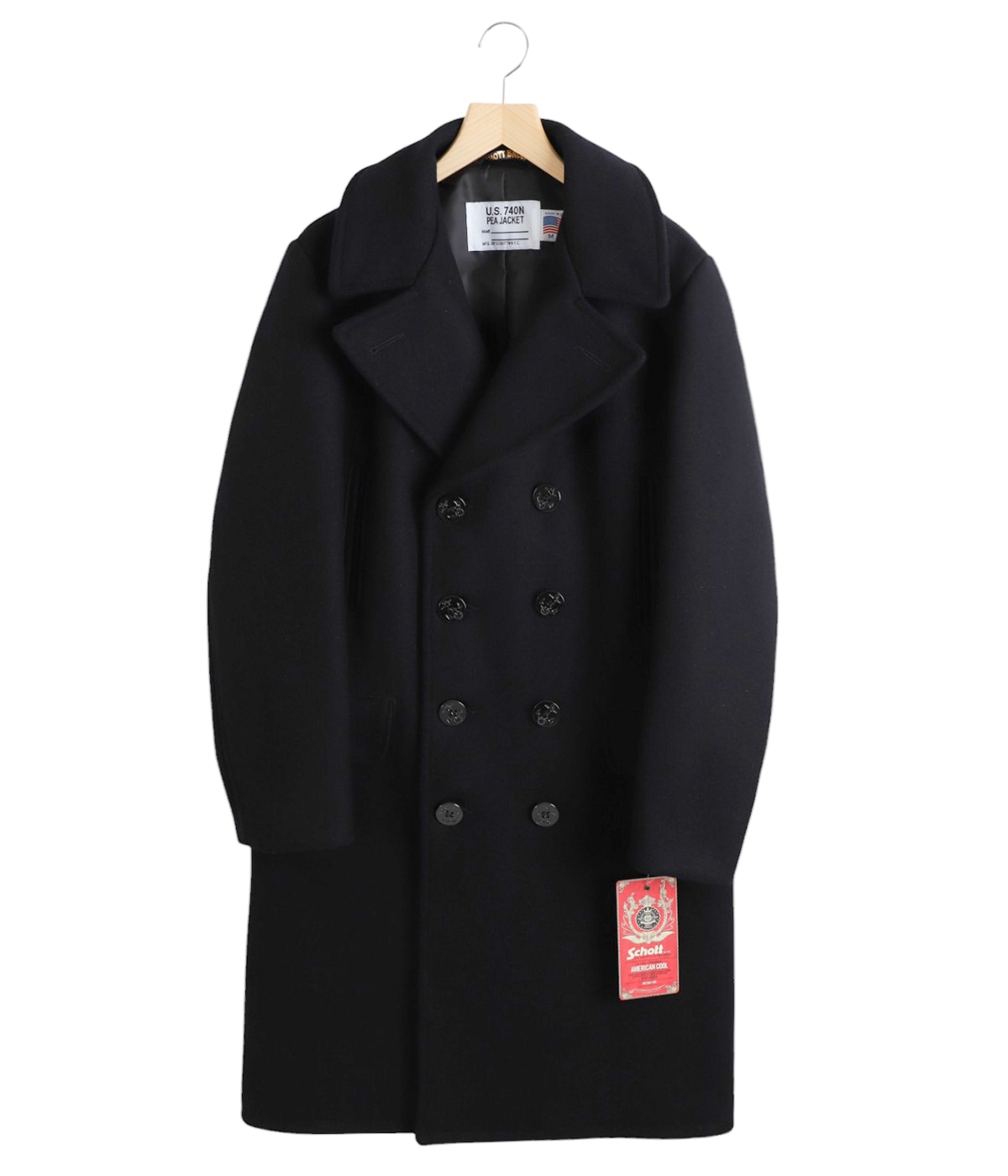 【超希少✨美品】Schott 裏地 光沢 レッド 黒タグ ピーコート グレー Schott N.Y.C SCHOTT 7658 US740N ピーコート ジャケット 日本