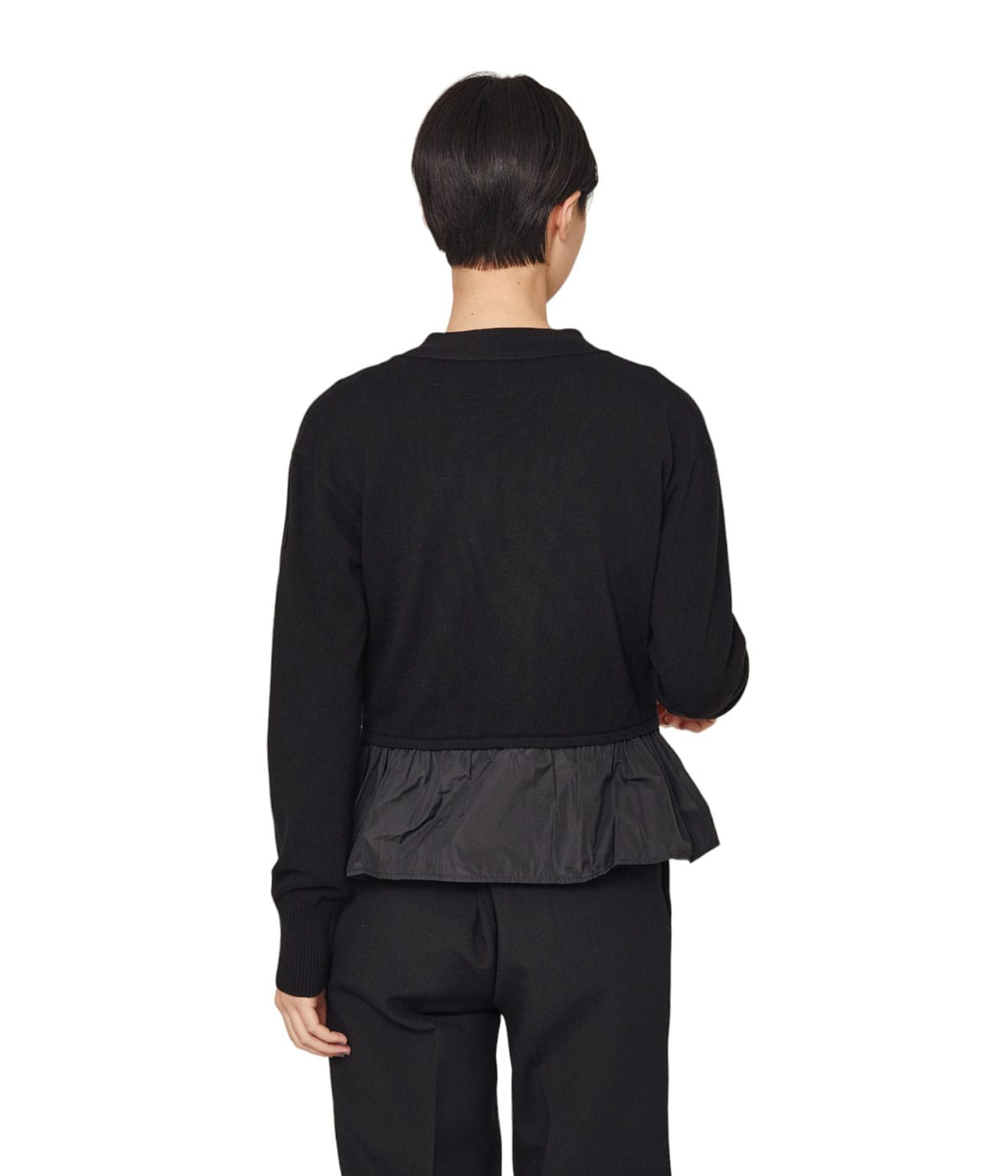 モンクレール カーディガン トリコ フリル ワッペン ニット切替 ブラック XS レディース】CARDIGAN | MONCLER(モンクレール) / トップス