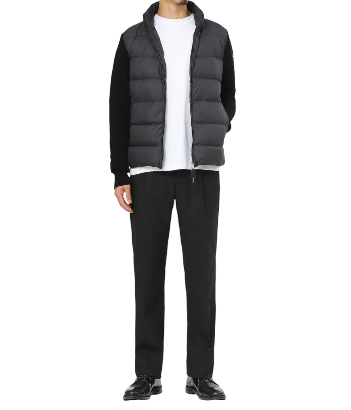 【関税込み】Moncler ブラック パネル ダウン カーディガン BEAMS F（ビームスF）MONCLER / ニット×ナイロン ダウン