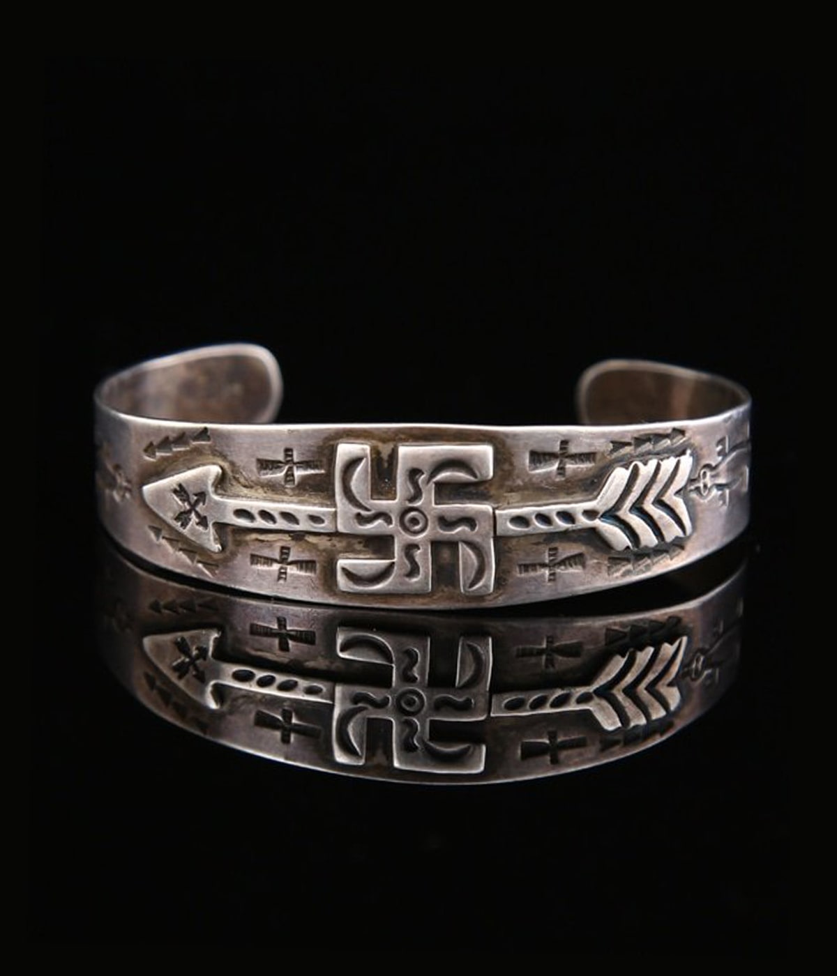 ネイティブ・アメリカン　JOY ブレスレット　USA製　ヴィンテージ　ナバホ等 Native American Navajo Sun Rise Horizon Motif Silver 925