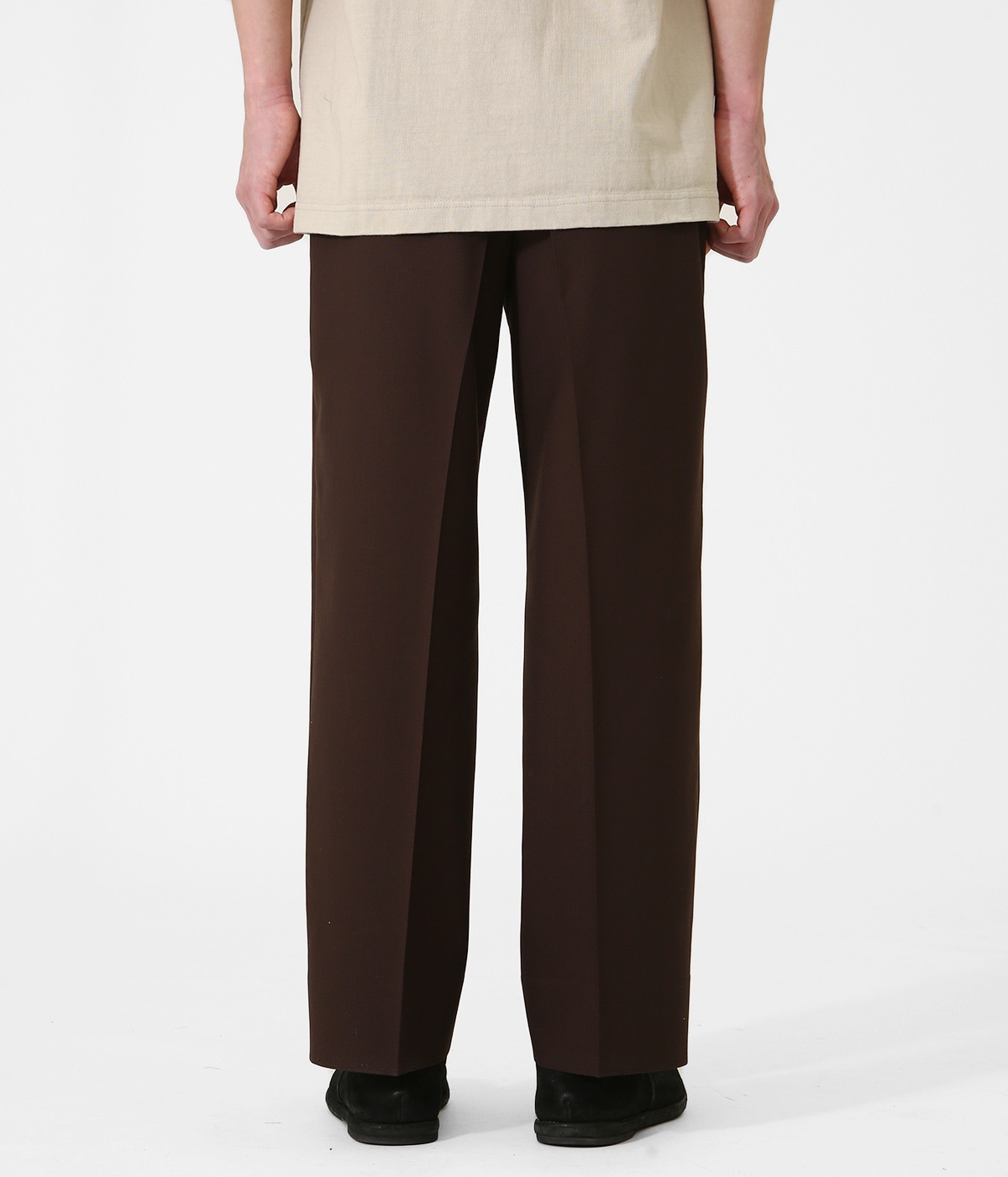FLAT FRONT TROUSERS ORGANIC WOOL TROPICAL/2/ウール/BLK