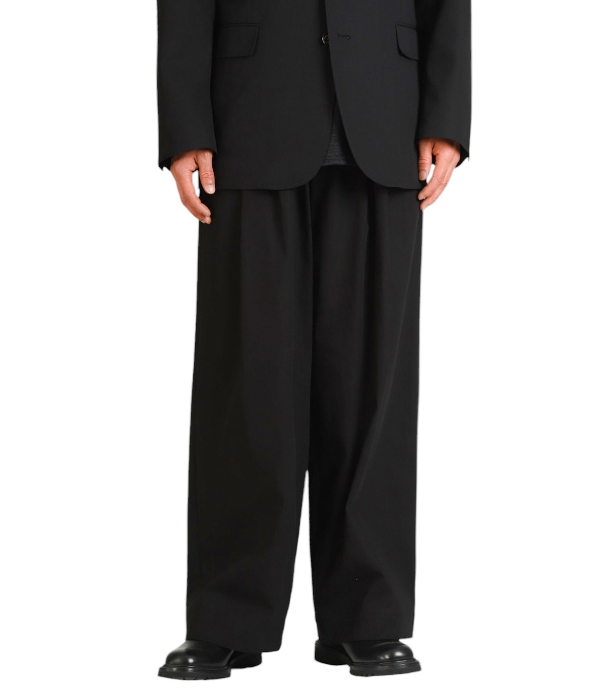 TRIPLE PLEATED EASY TROUSERS ORGANIC VOILE YARN TWILL