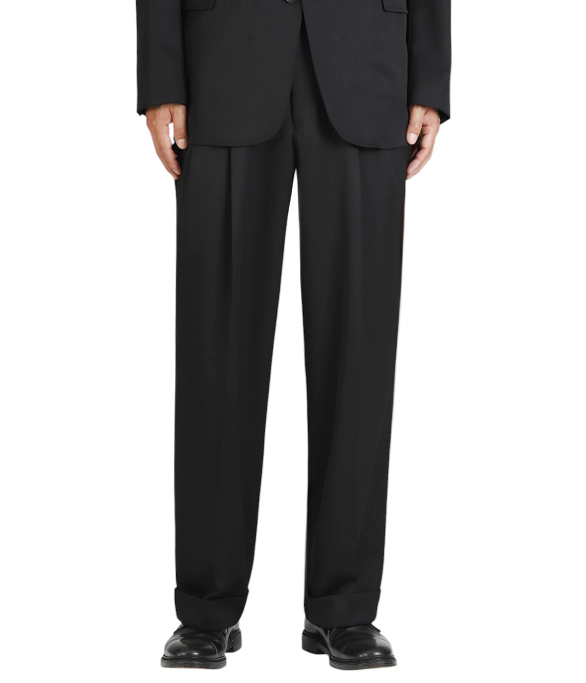 DOUBLE PLEATED WIDE TROUSERS ORGANIC WOOL 2/80 GABARDINE