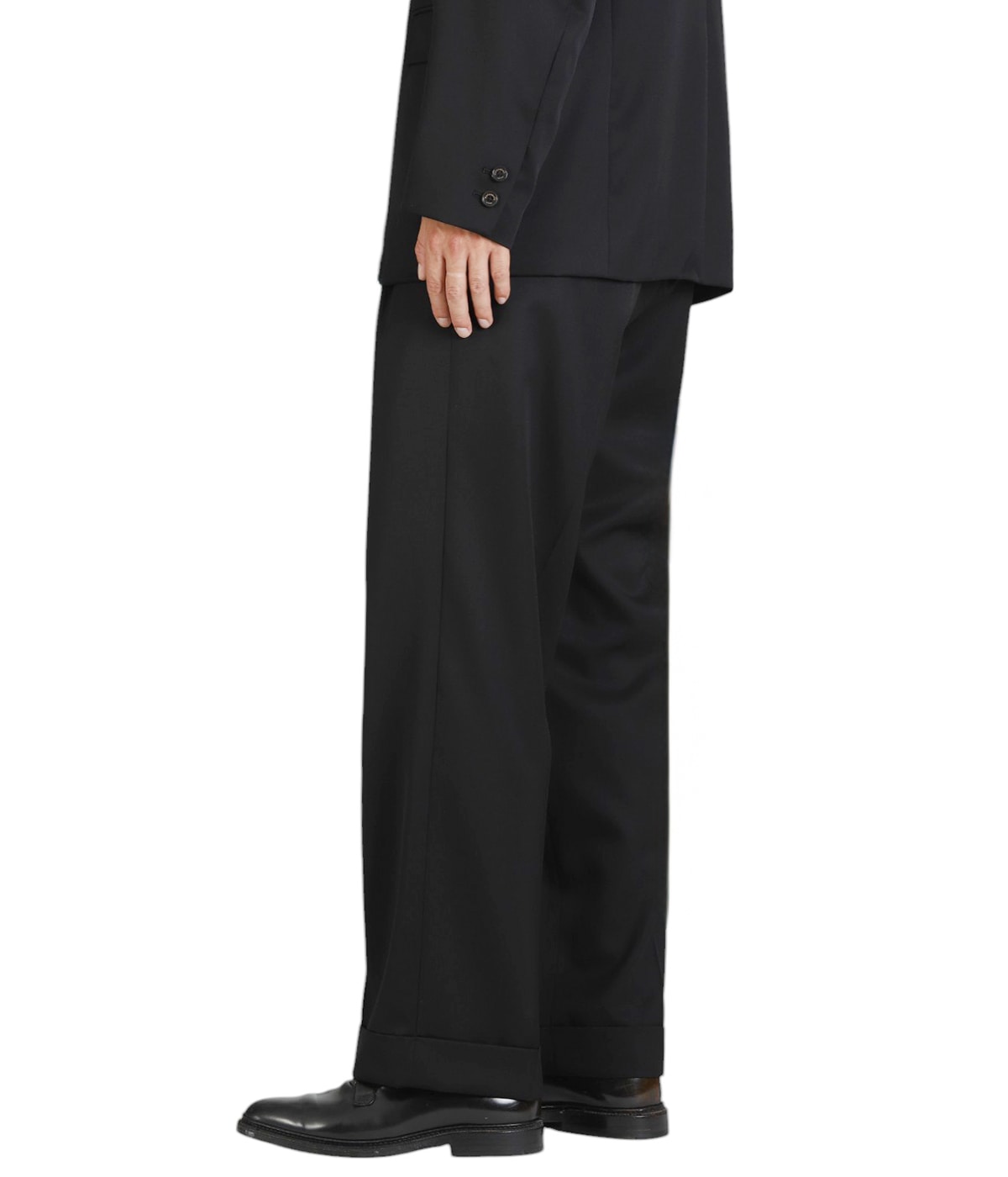 DOUBLE PLEATED WIDE TROUSERS ORGANIC WOOL 2/80 GABARDINE