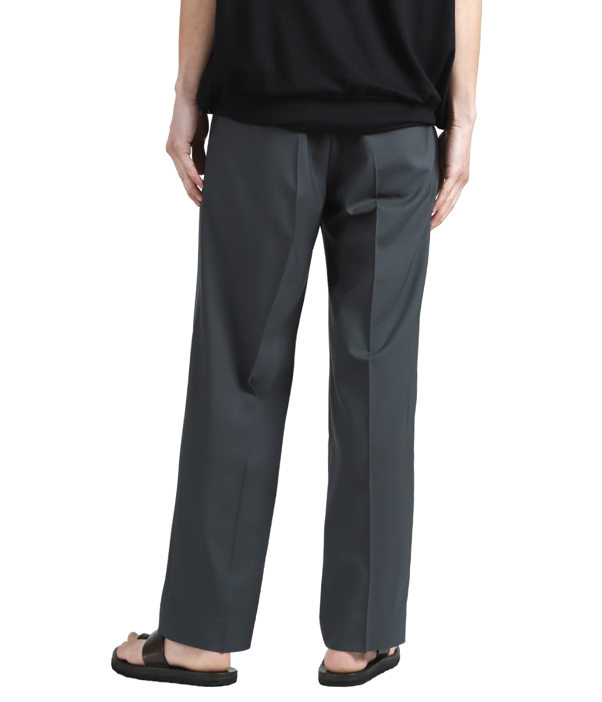 ONE TUCK TAPERED EASY PANTS -ORGANIC WOOL 2/80 TROPICAL