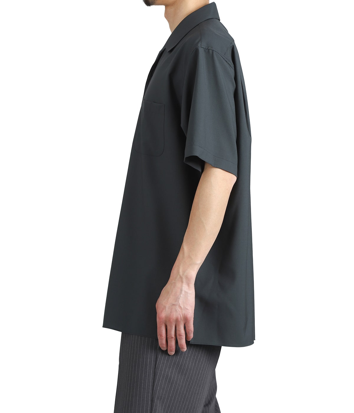 ITALIAN OPEN COLLAR S/S SHIRT ORGANIC WOOL 2/80 TROPICAL