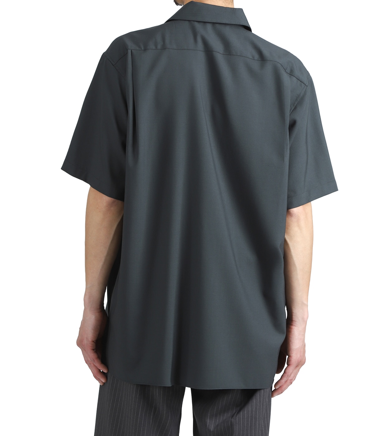 ITALIAN OPEN COLLAR S/S SHIRT ORGANIC WOOL 2/80 TROPICAL