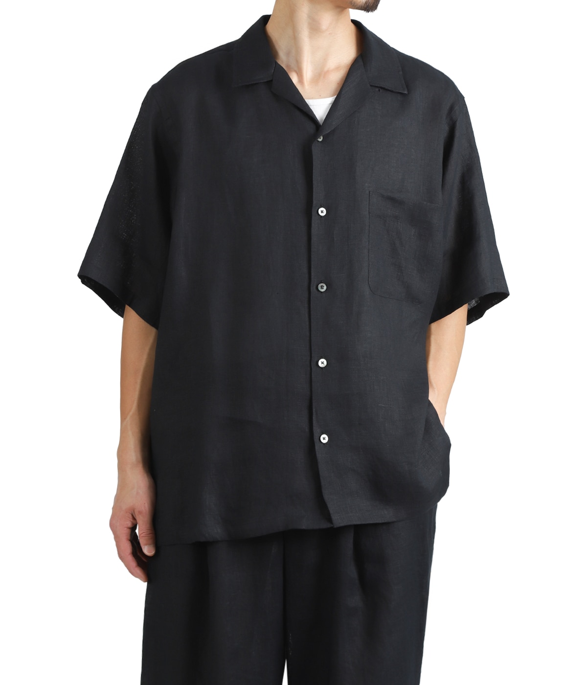 NEW OPEN COLLAR S/S SHIRT HEMP SHIRTING | MARKAWARE(マーカウェア