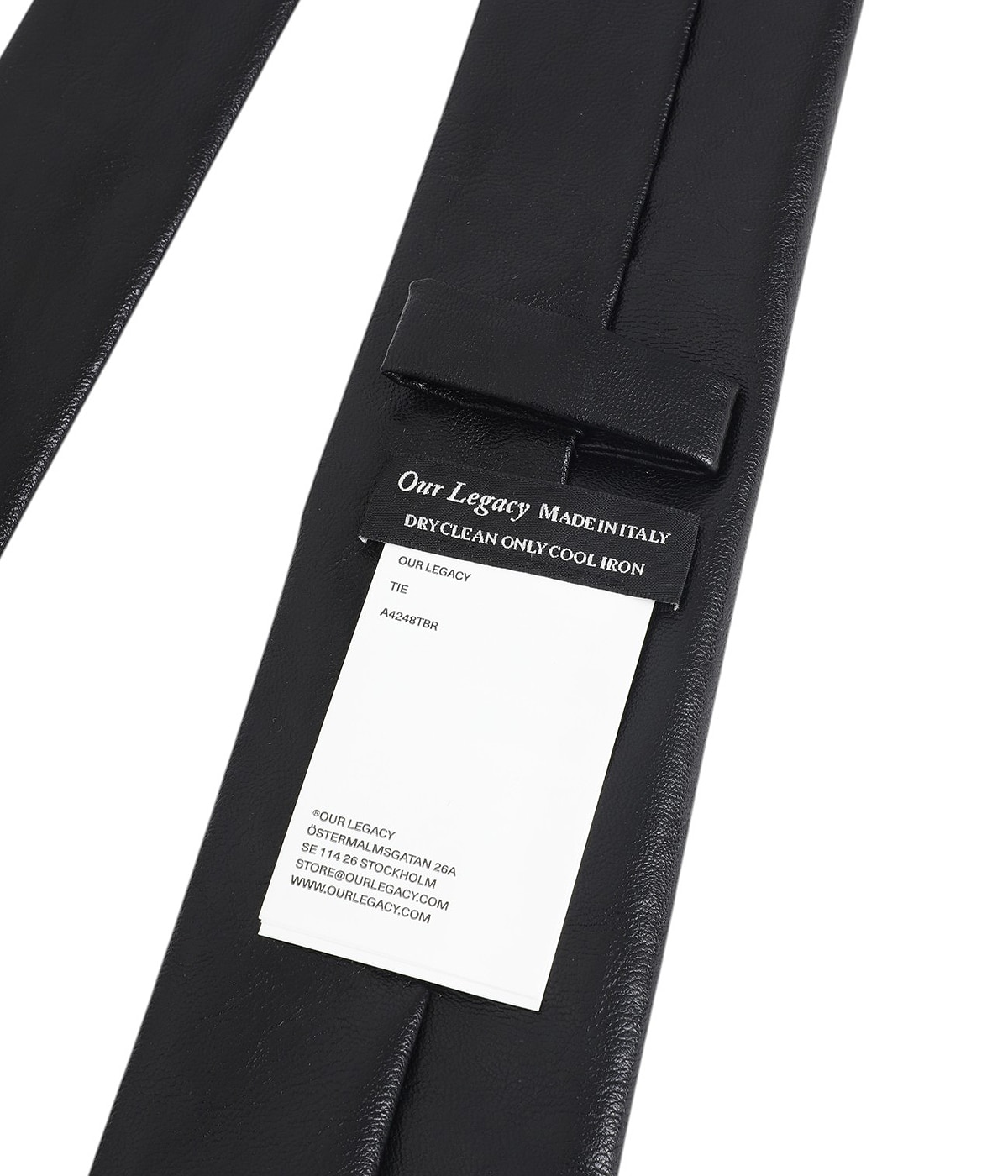 Our Legacy ブラックレザー ネクタイ A4244TBR OUR LEGACY - TIE Black Real Fake Leather | River
