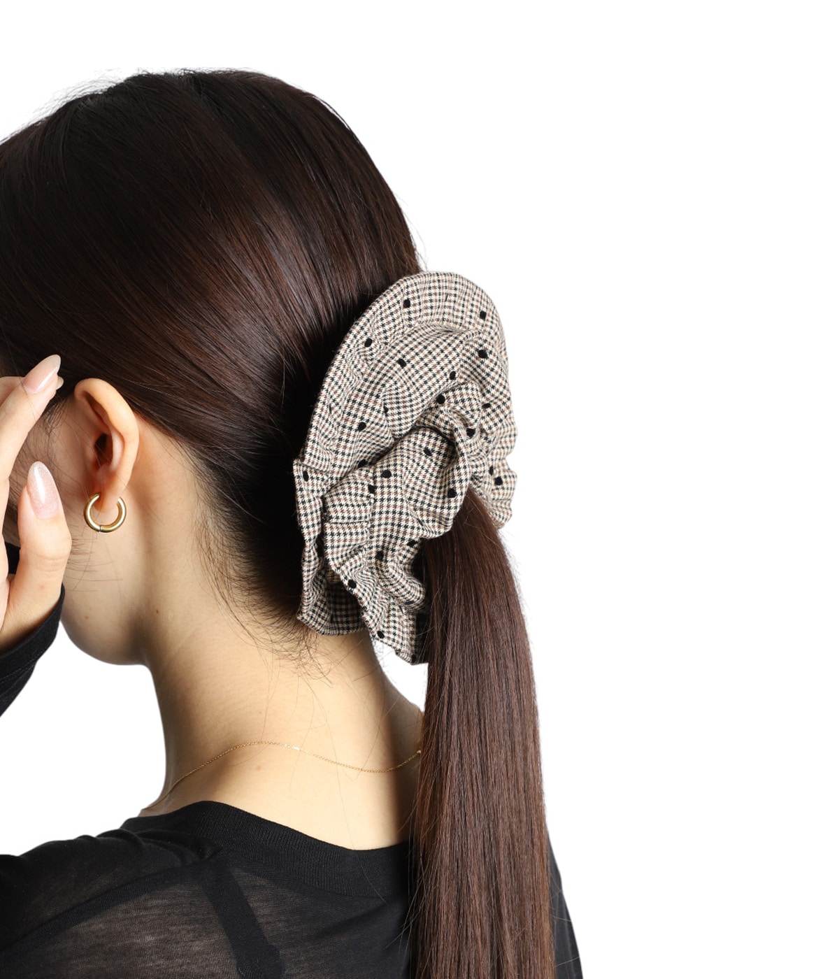 GANNI ロゴ チェック シュシュ GANNI ヘアゴム シュシュ チェック柄 - メルカリ