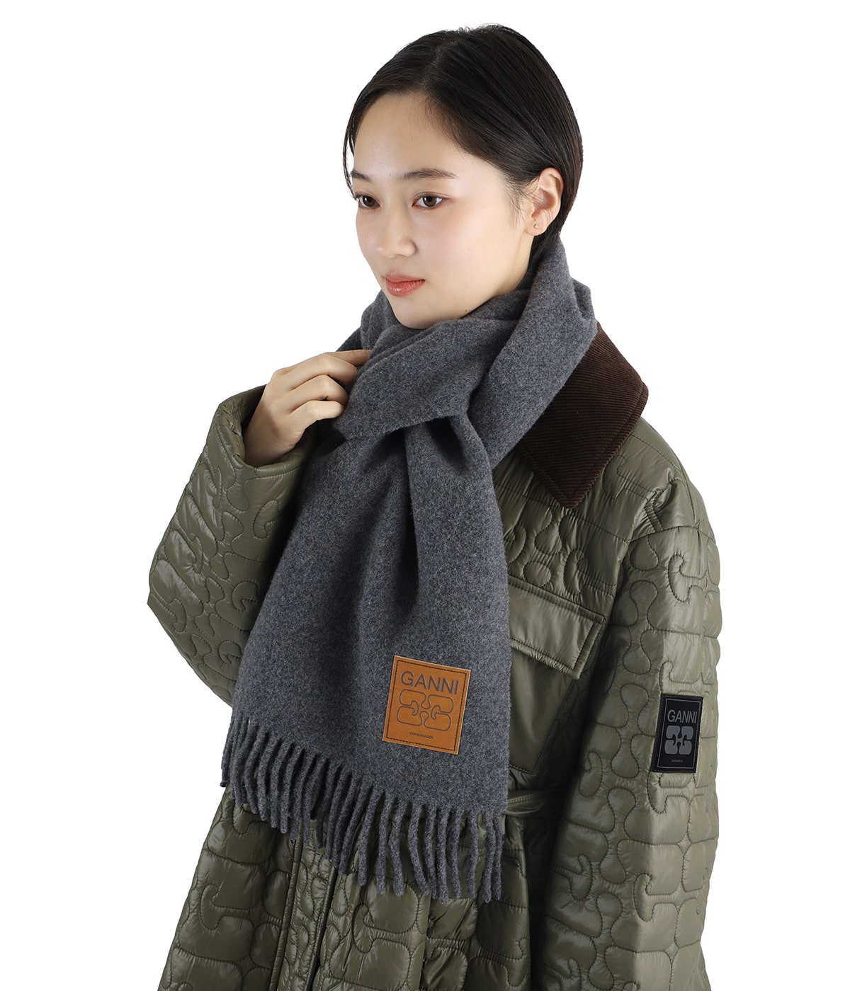 レディース】Double Face Wool Solid Scarf | GANNI(ガニー