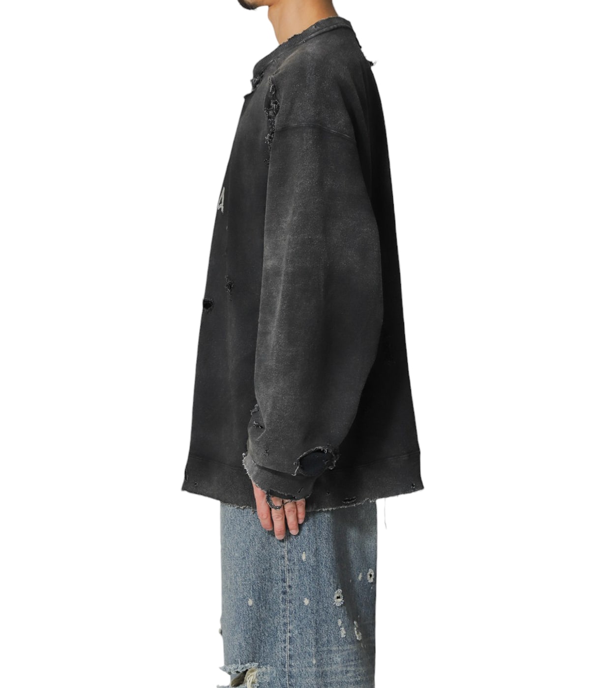 トップス ANCELLM CRASH UNEVEN OVER SWEAT SHIRT 2 CRASH UNEVEN OVER SWEAT SHIRT | ANCELLM(アンセルム