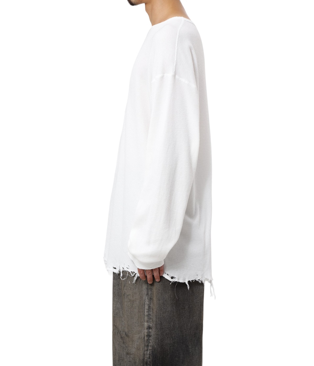 DAMAGE WAFFLE CREW LS T-SHIRT | ANCELLM(アンセルム