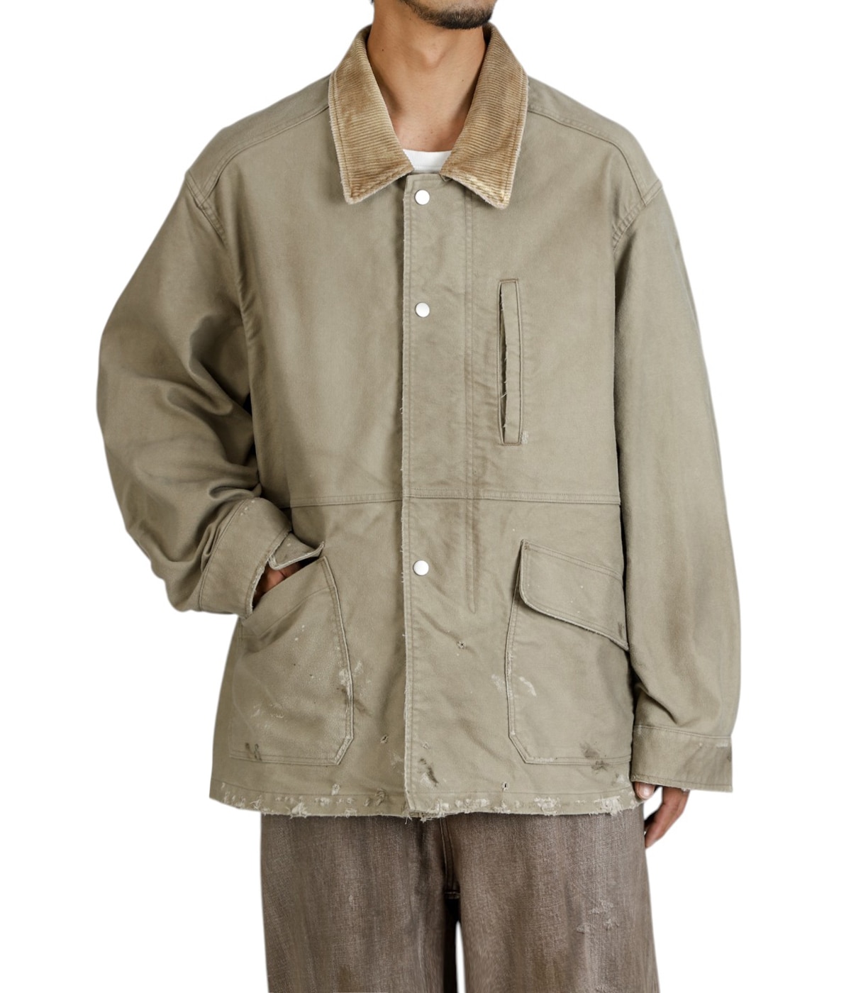 ANCELLM MOLESKIN WORK JACKET ベージュ　1 MOLESKIN WORK JACKET(BEIGE) – ANCELLM