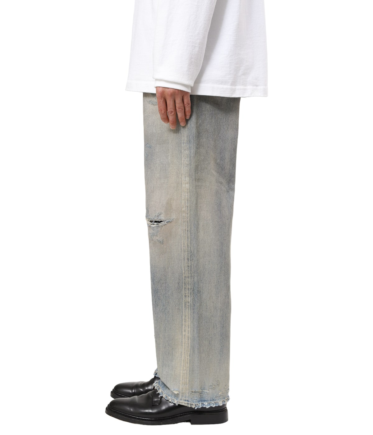 P/DAMAGE DENIM STRAIGHT 5P PANTS | ANCELLM(アンセルム