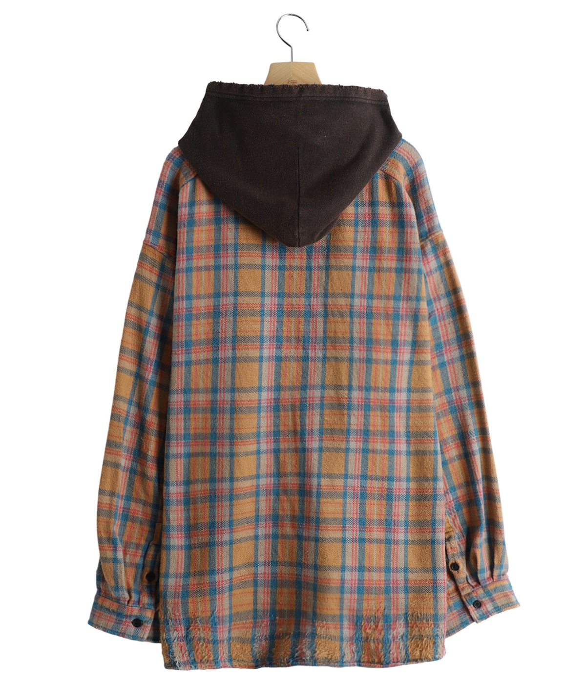ANCELLM NEL CHECK HOODIE SHIRT CAMELサイズ1 ANCELLM】NEL CHECK HOODIE SHIRT - CAMEL