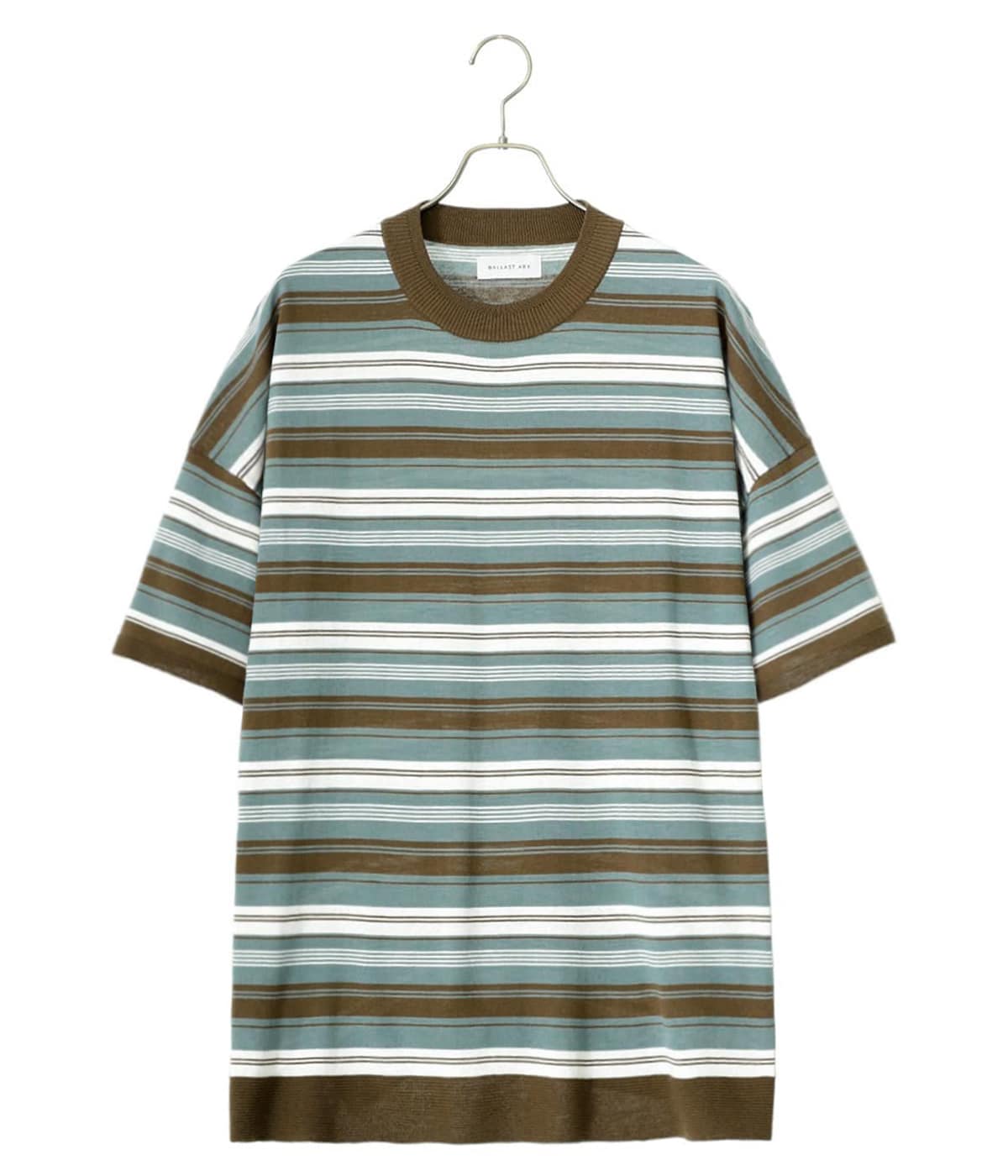MULTI BORDER COTTON KNIT TEE