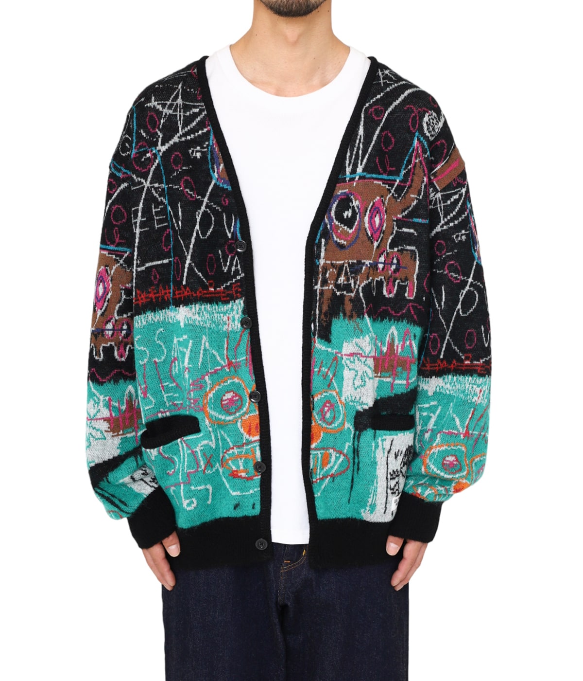GUILTY PARTIES バスキア カーディガン JEAN-MICHEL BASQUIAT / CARDIGAN ( TYPE-2 ) | WACKO MARIA