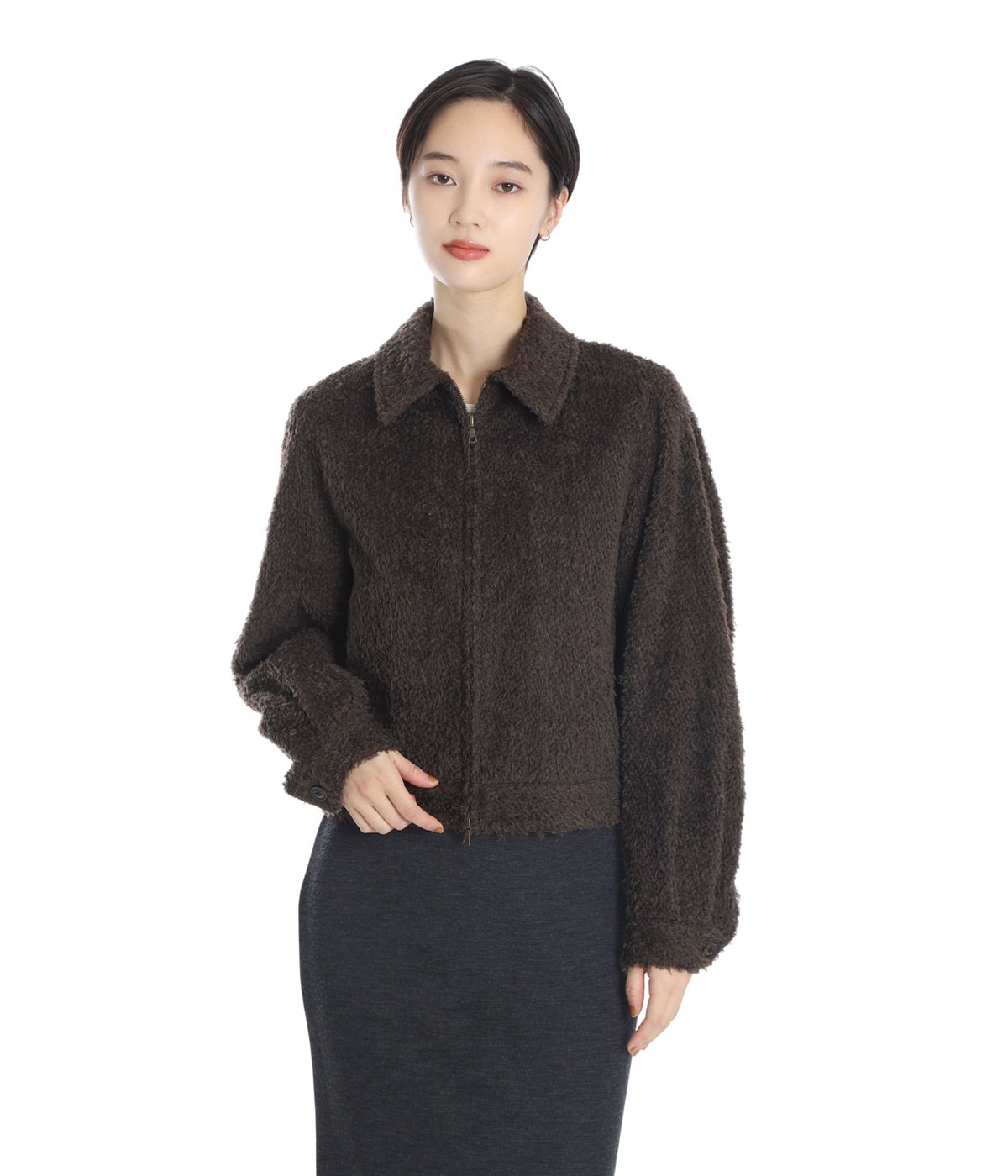 レディース】Brushed Wool Zip Short Jacket | blurhms(ブラームス