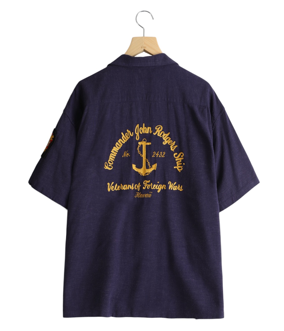 U.S. NAVY RAYON / LINEN S/S SHIRT CHAIN EMB’D
