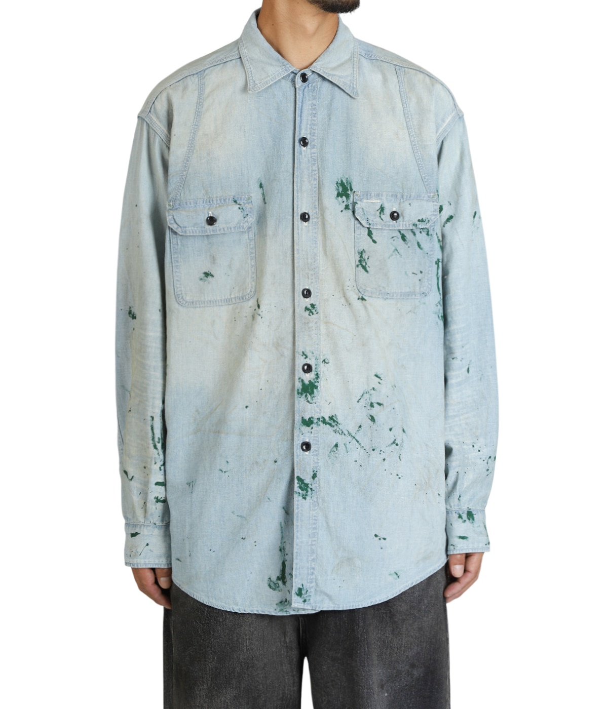 PAINT STAINED CHAMBRAY SHIRT VENT HOLES | BOW WOW(バウワウ