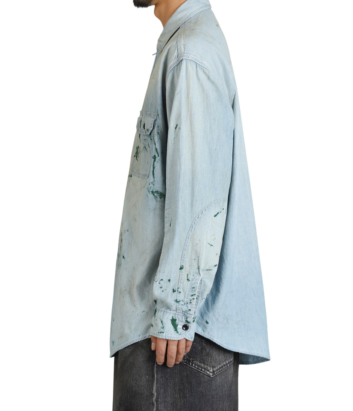 PAINT STAINED CHAMBRAY SHIRT VENT HOLES | BOW WOW(バウワウ
