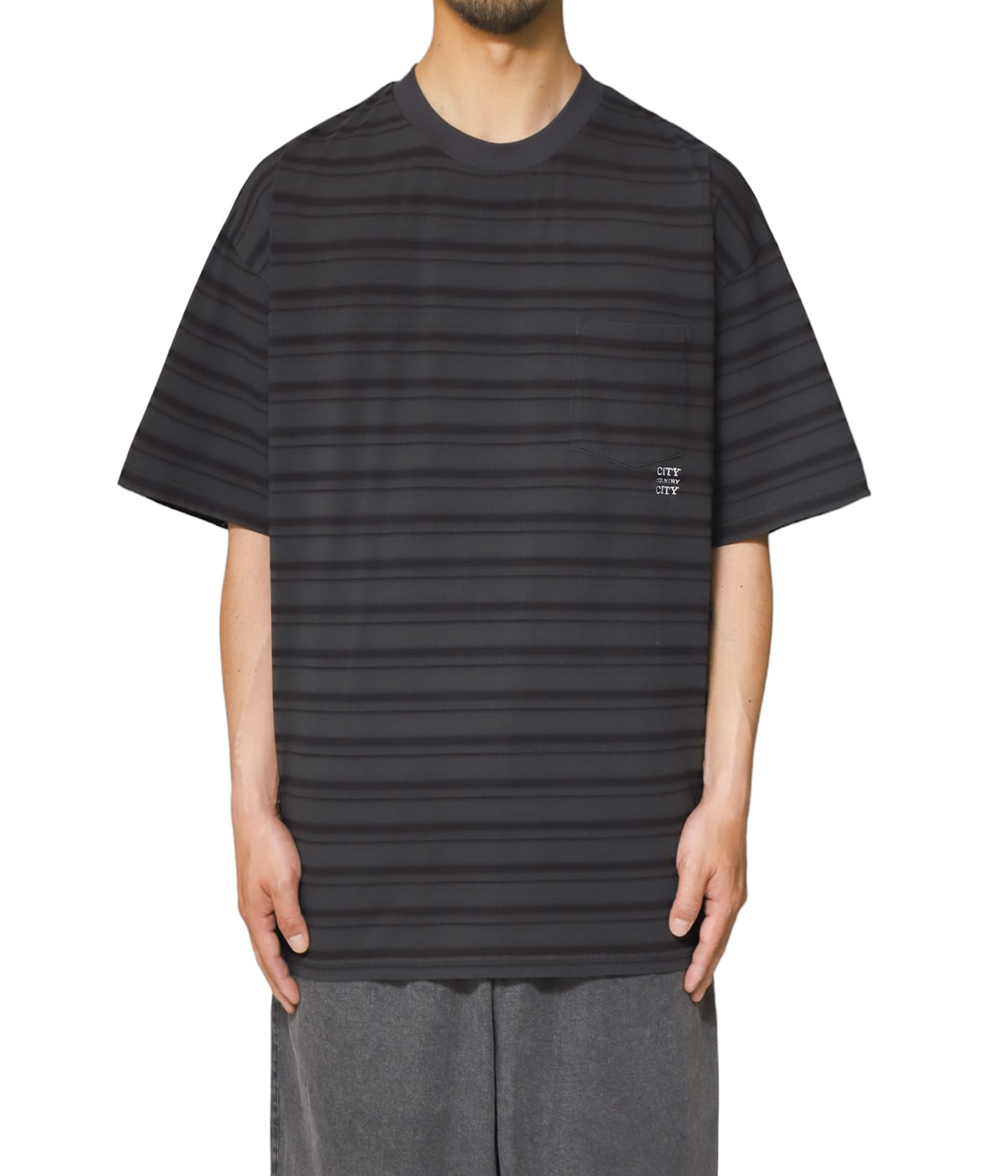 Embroidered Logo Overdye Border Pocket T-shirt | CITY