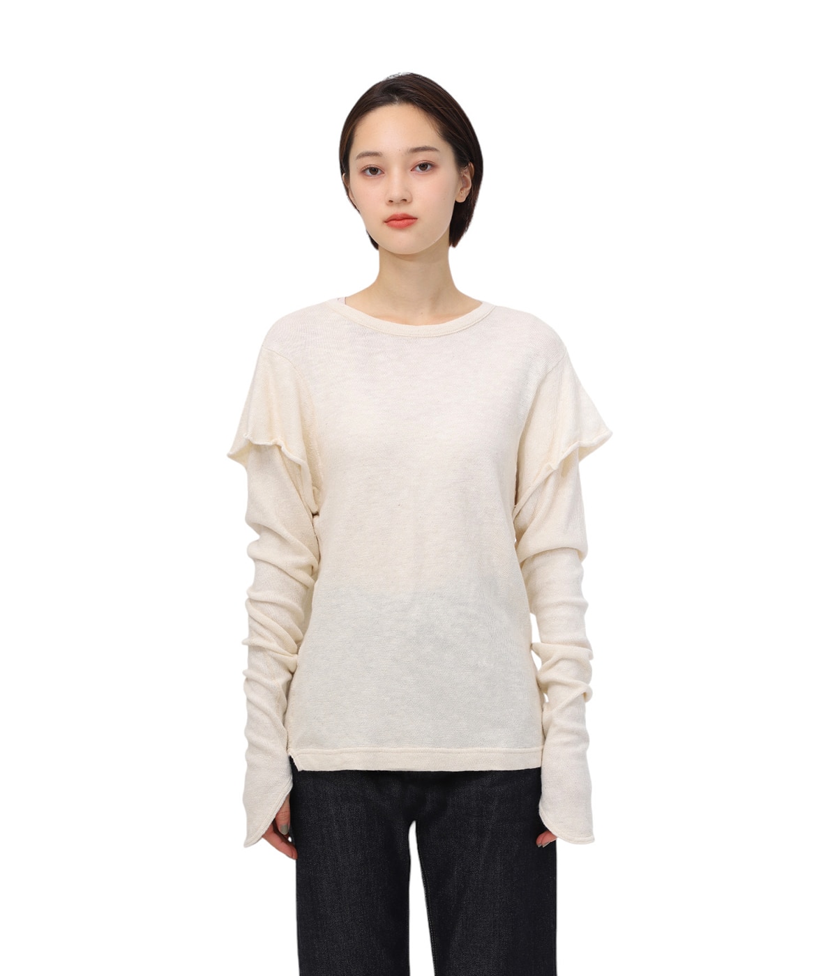 トップス FUMIKA_UCHIDA VICTORIAN SLEEVE SWEAT レディース】GAUZE JERSEY DOUBLE SLEEVE TOP | FUMIKA_UCHIDA