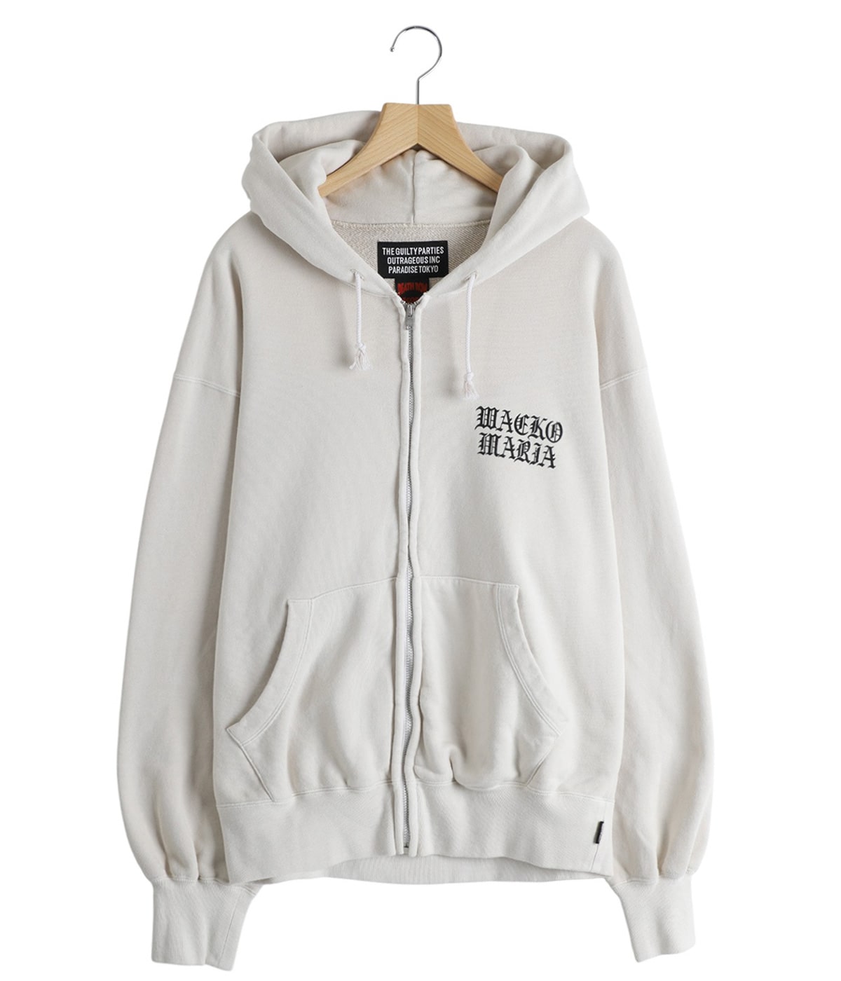 L白【WACKOMARIA】MIDDLE HOODED SWEAT／新品／送料込 DEATH ROW RECORDS / WASHED MIDDLE WEIGHT FULL ZIP HOODED