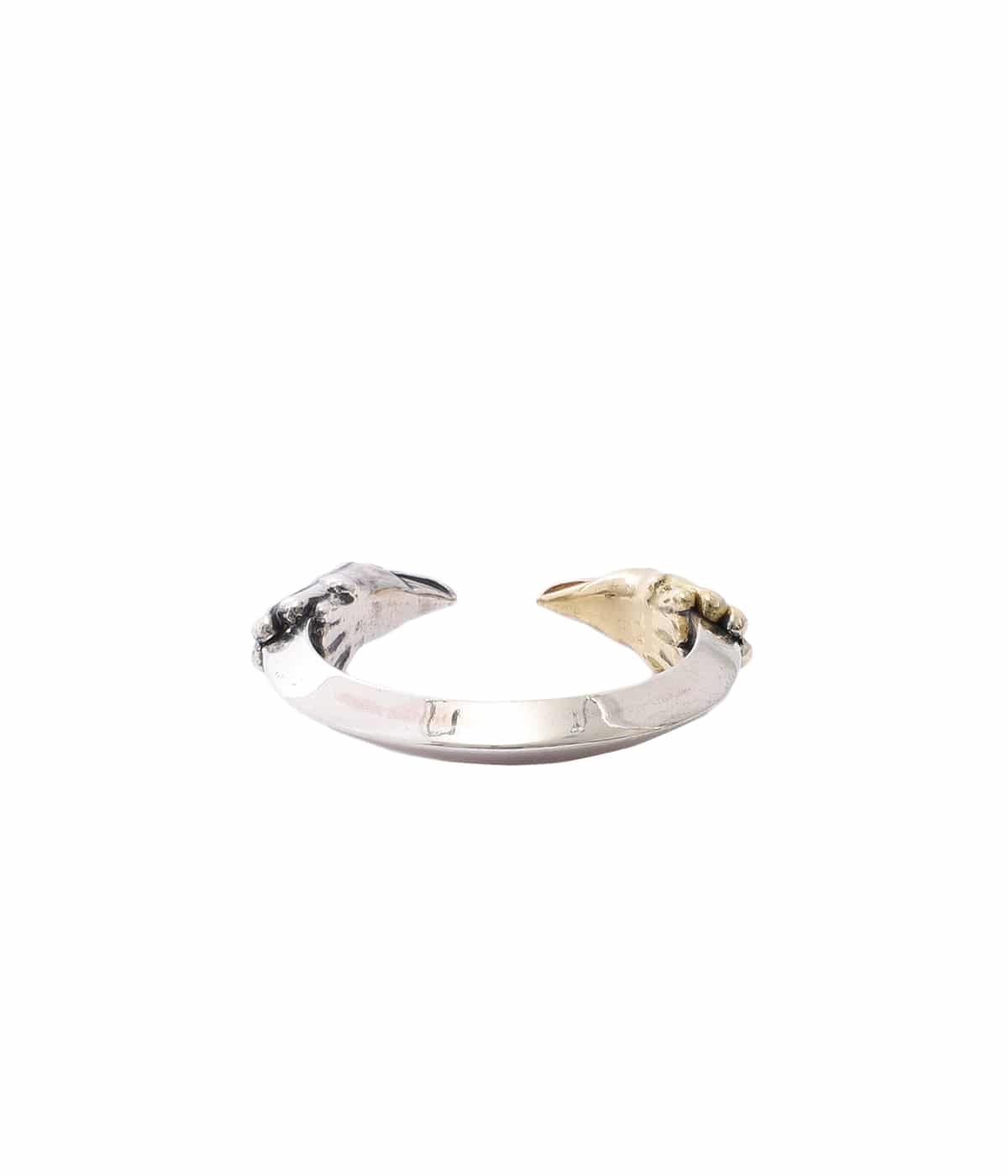 DOUBLE EAGLE HEAD RING (18K GOLD & SILVER)