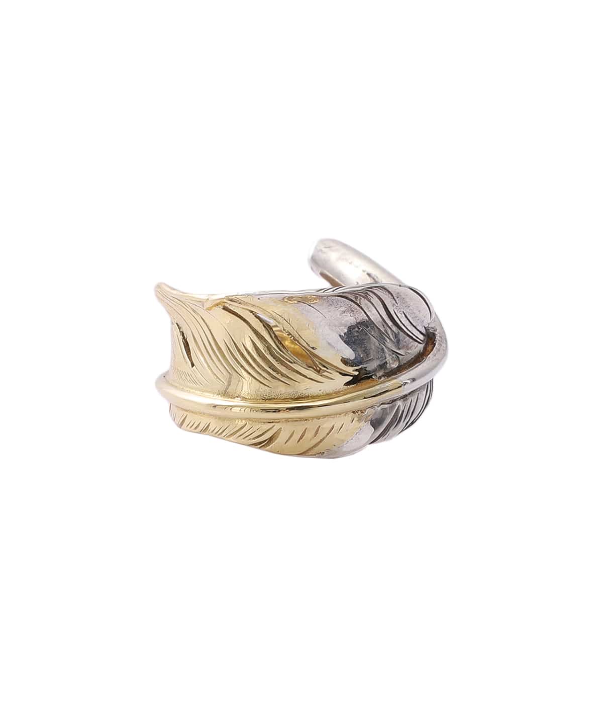 LARRY SMITH フェザーリング LARRY SMITH '18K EAGLE HEAD KAZEKIRI FEATHER RING (GOLD