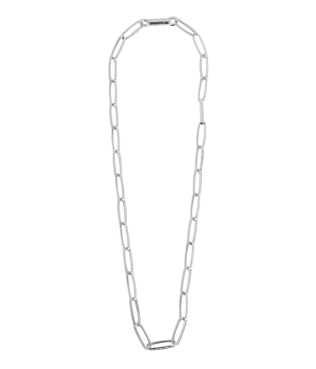 Half rounded narrow chain necklace - SILVER -
