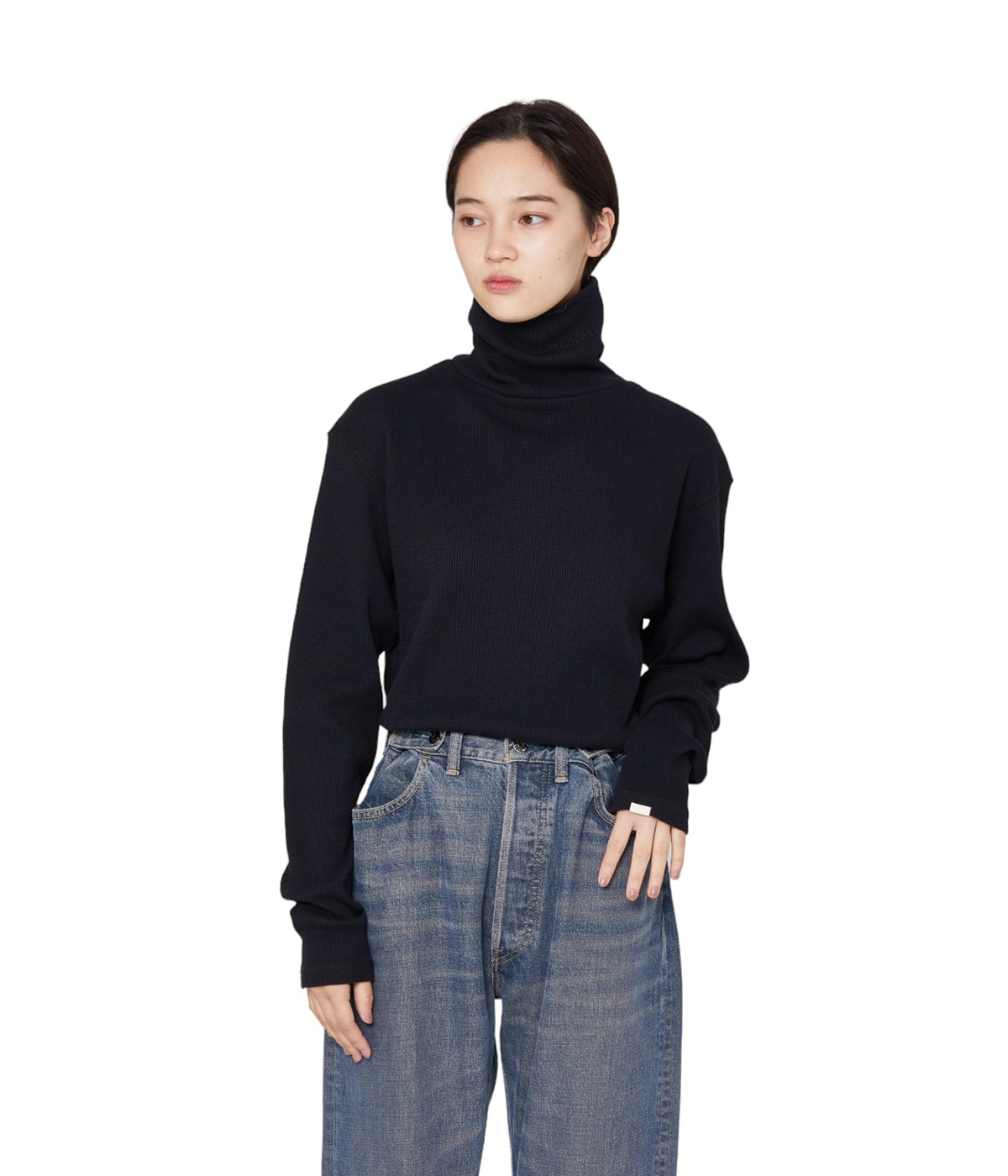 【obladaオブラダ】WAFFLE ハイネック プルオーバー ブラック レディース】WAFFLE HIGHNECK | Oblada(オブラダ) / トップス