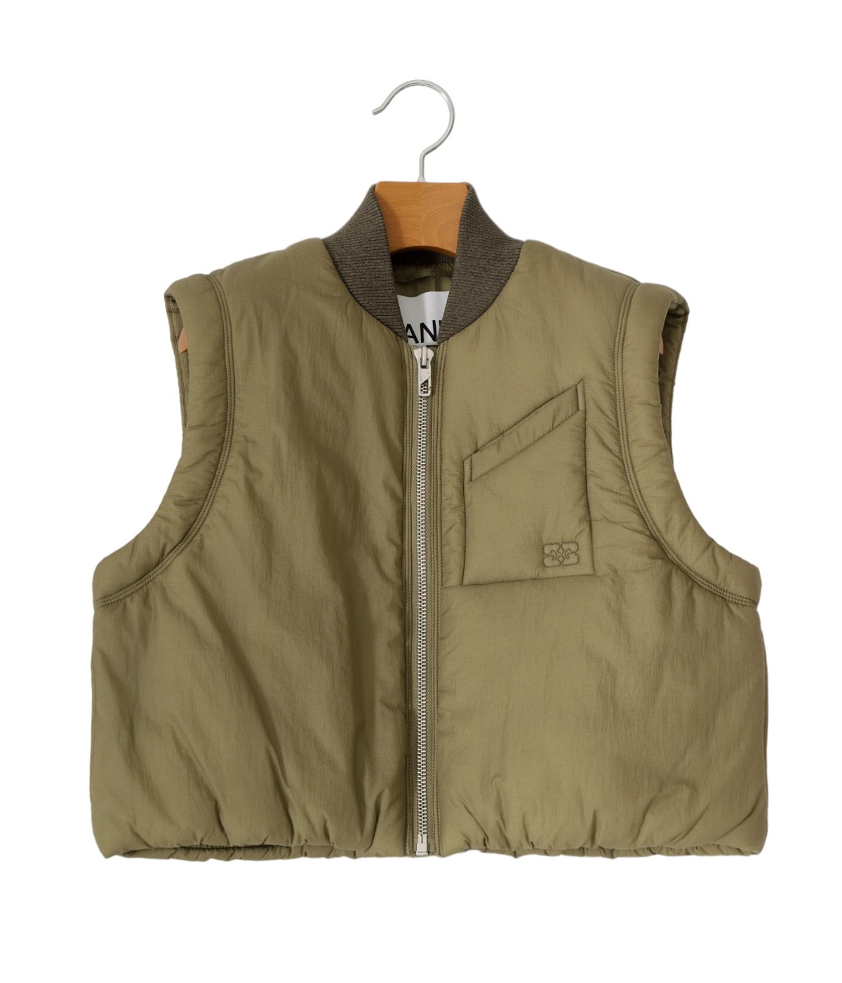 ジャケット・アウター ganni full pattern vest Ganni Shiny Quilt Vest Green Vests GANNI