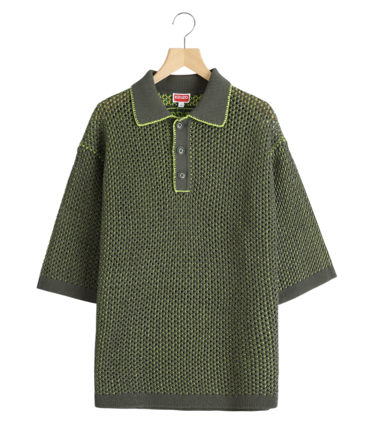 KENZO フランス製ハーフコート　モスグリーン アルパカ　モヘヤ　S KENZO フランス製ハーフコート モスグリーン アルパカ モヘヤ S