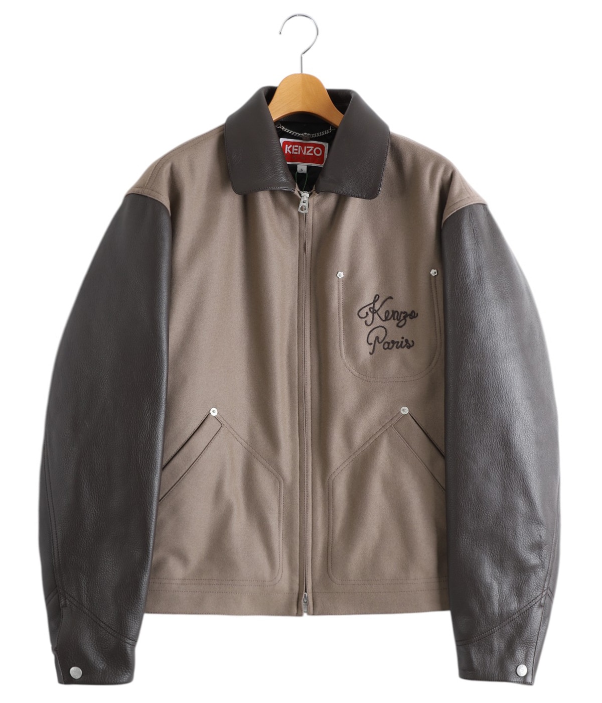 KENZO PARIS CHAINSTITCH LEATHER WOOL BLOUSON | KENZO