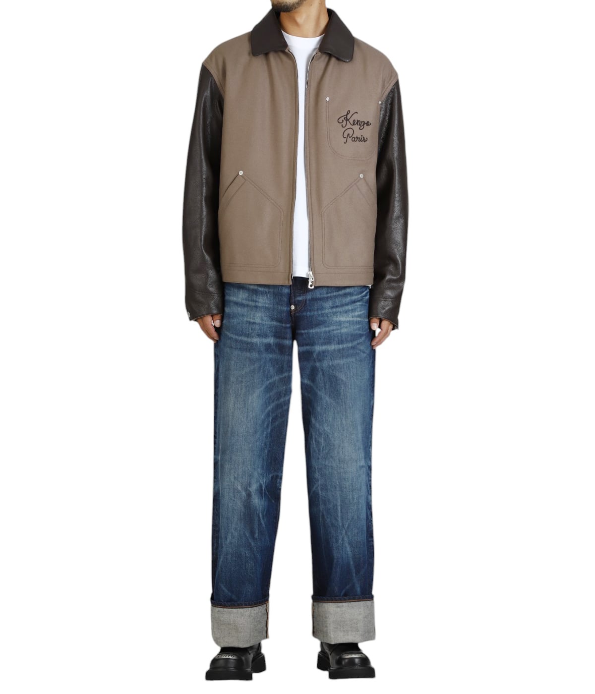 KENZO PARIS CHAINSTITCH LEATHER WOOL BLOUSON | KENZO(ケンゾー