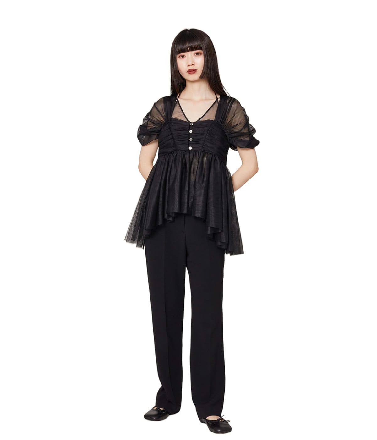 fetico チュールトップス　　※週末限定値下げ レディース】OPEN-BACK GATHERED TULLE TOP | FETICO(フェティコ