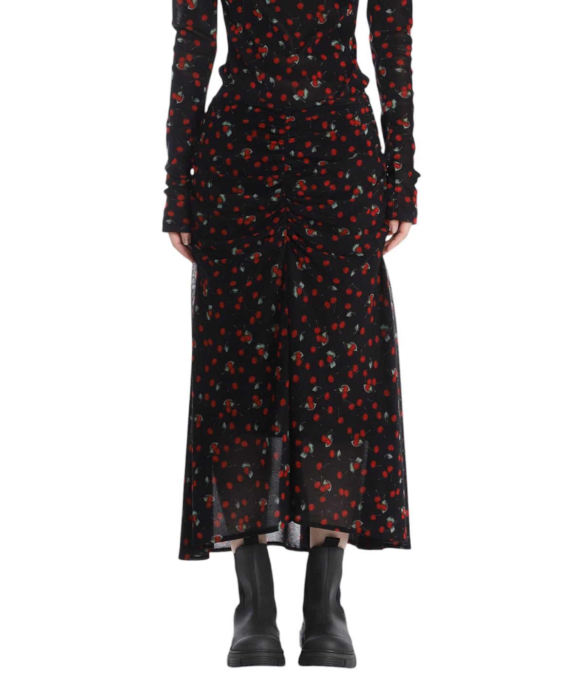 レディース】Printed velvet tulle gathered skirt | FETICO