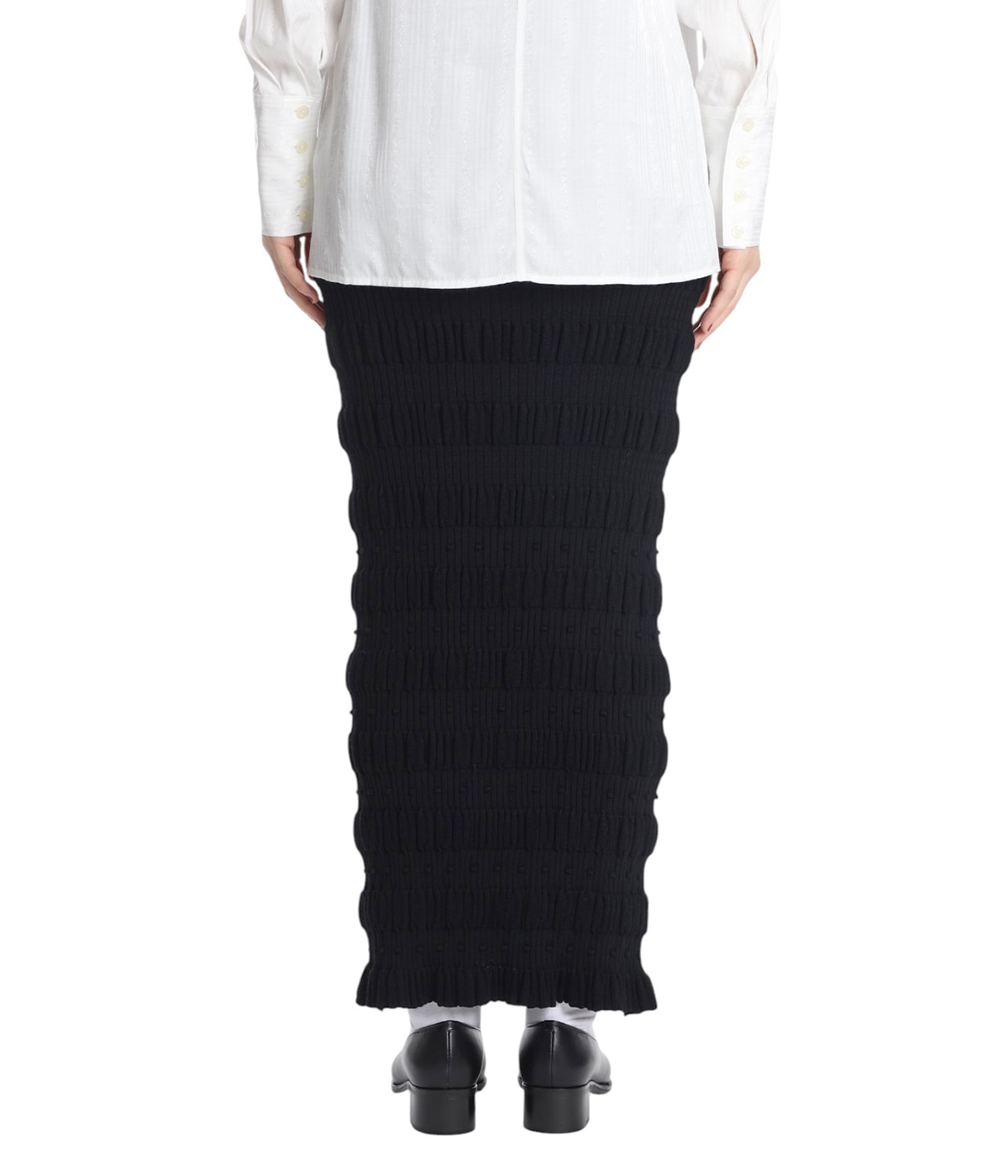FETICO ブラックドレープミディスカート FETICO ブラックドレープミディスカート レディース】Stripe knit maxi