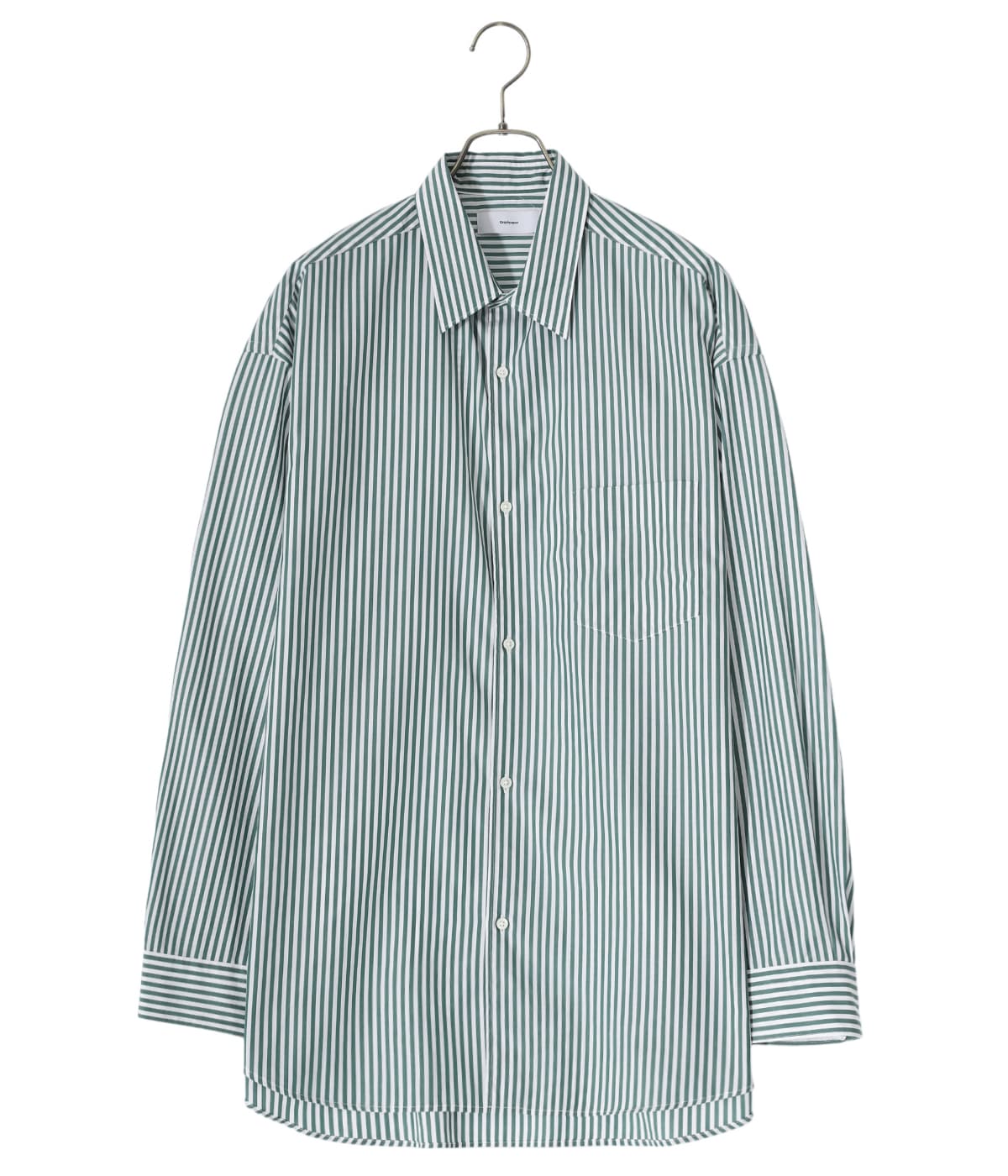 Graphpaper グリーンストライプ L/S シャツ Broad L/S Oversized Regular Collar Shirt | Graphpaper(グラフ