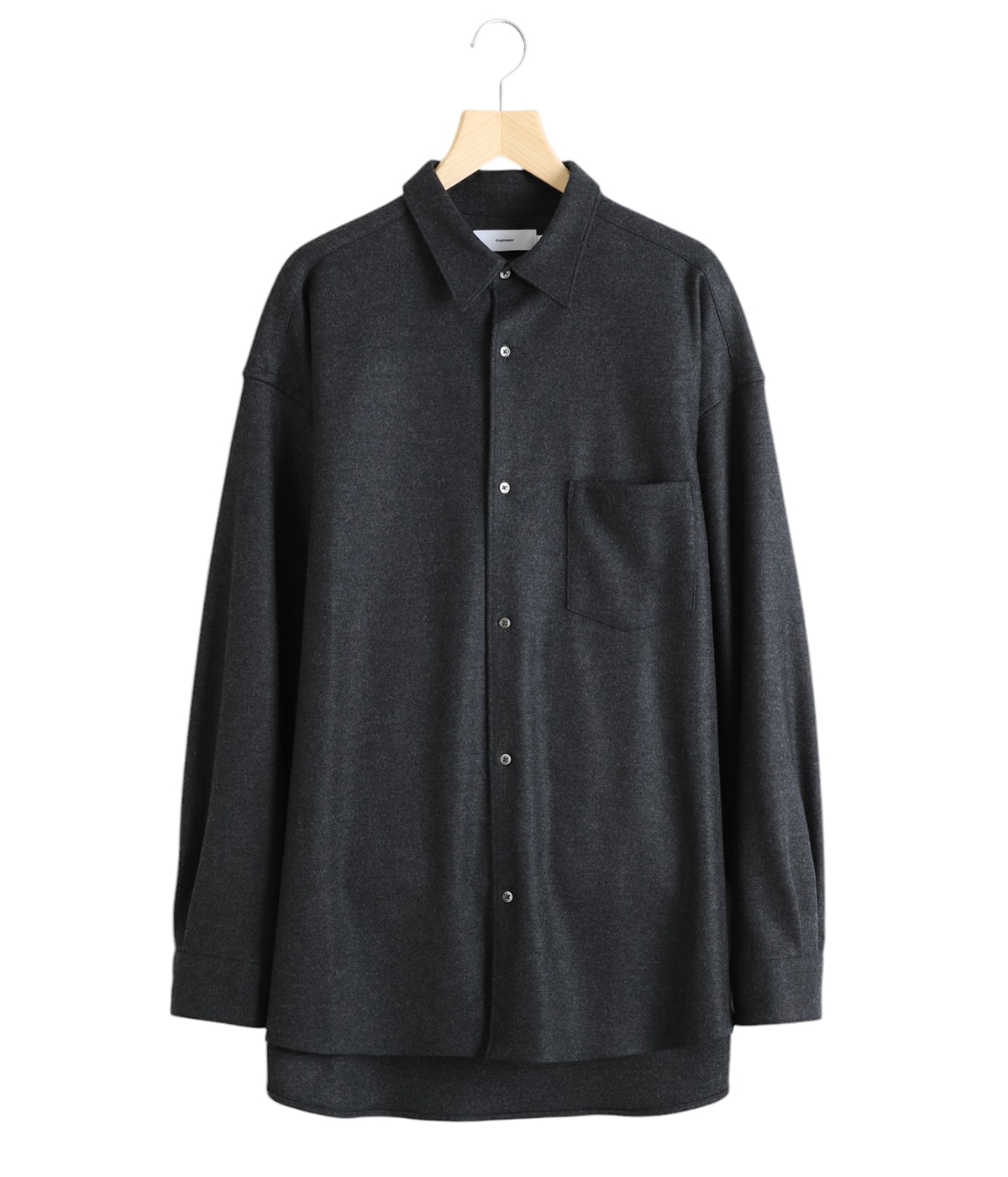 Wool Smooth Flannel Oversized Regular Collar Shirt
