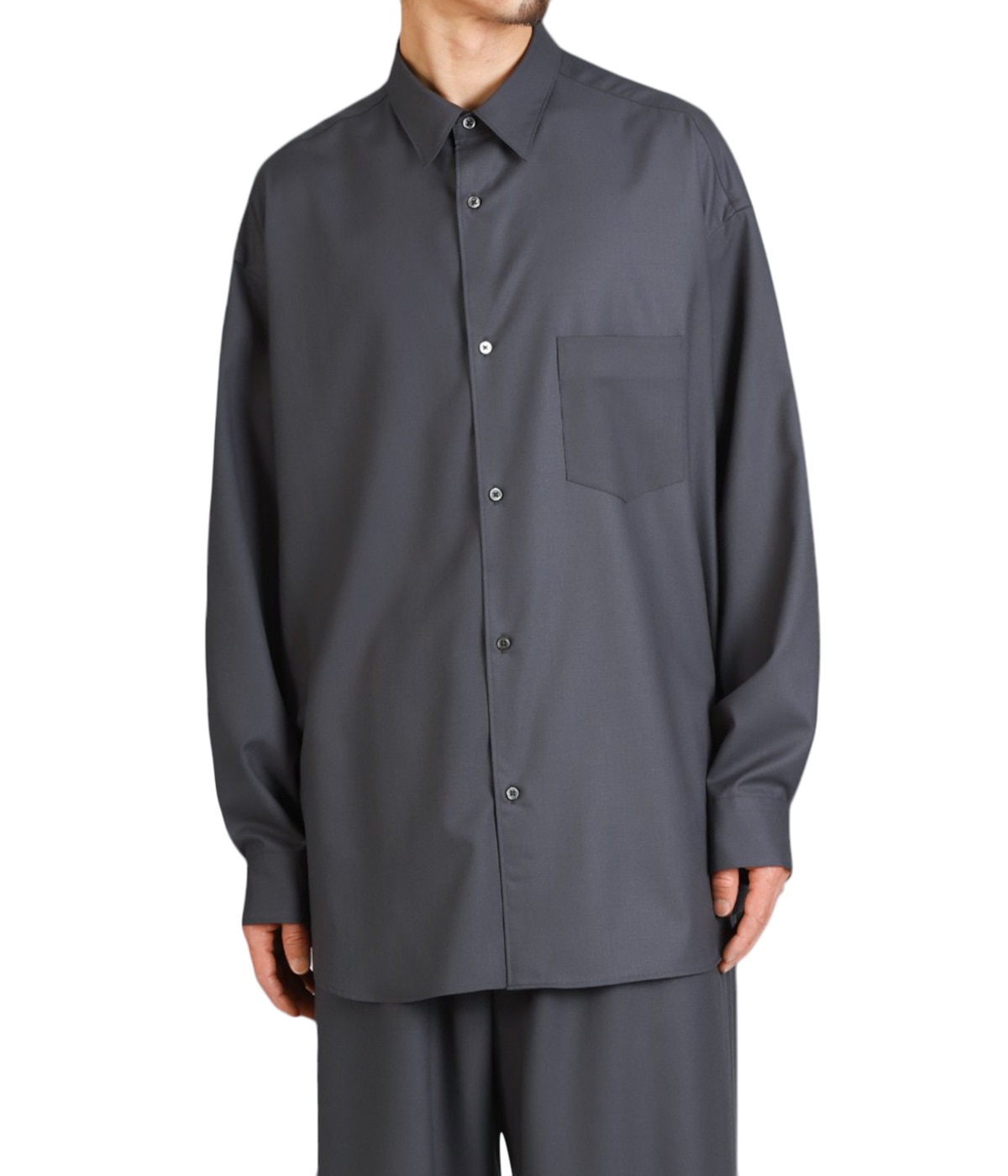 美品　21aw グラフペーパー　ウール　シャツ　グレー　FREE Graphpaper - グラフペーパー / FINE WOOL TROPICAL OVERSIZED