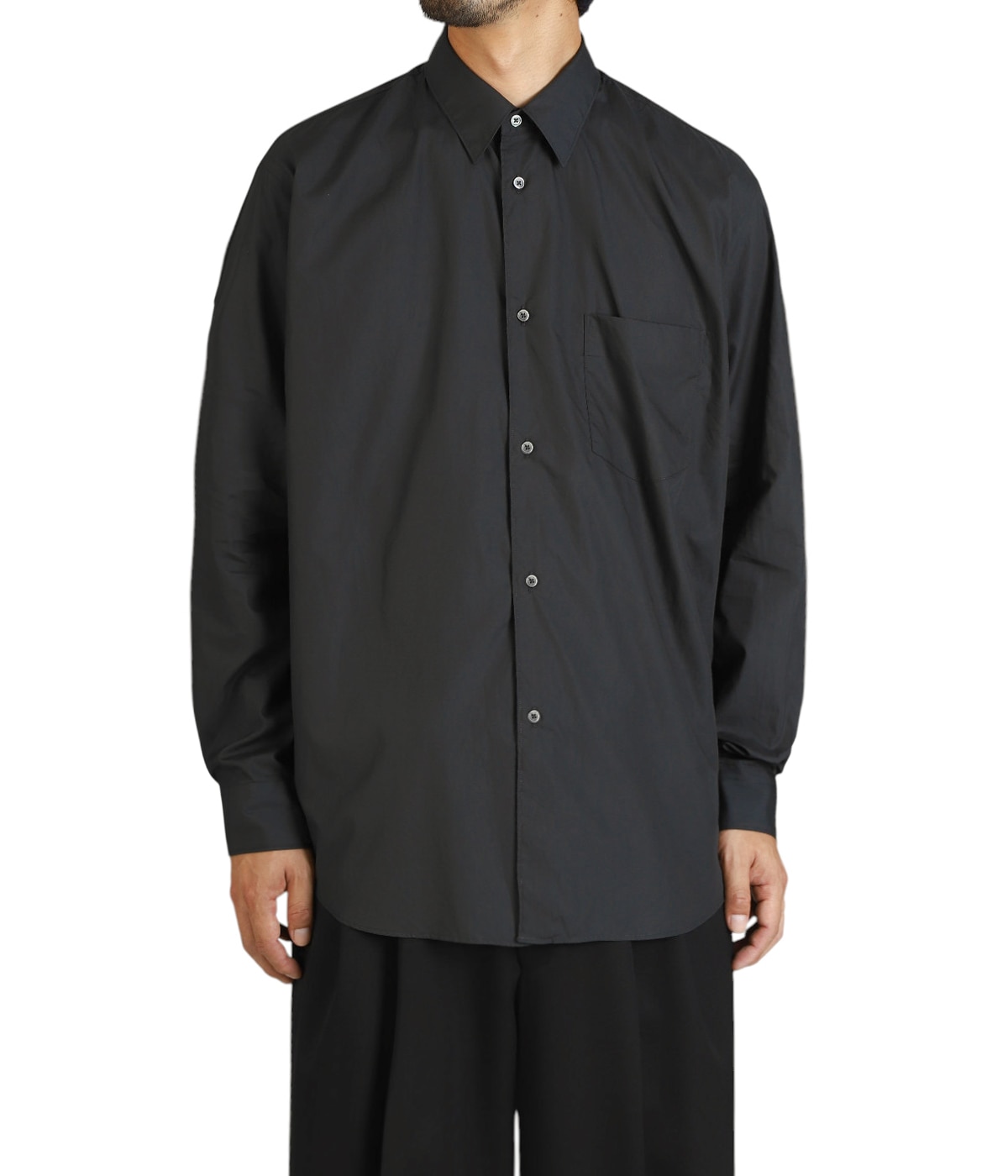 トップス Graphpaper Broad Regular Collar Shirt Broad L/S Oversized Band Collar Shirt – Graphpaper
